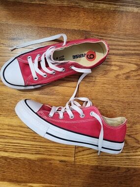 Converse Red Low-Top Canvas Sneakers with White Accents